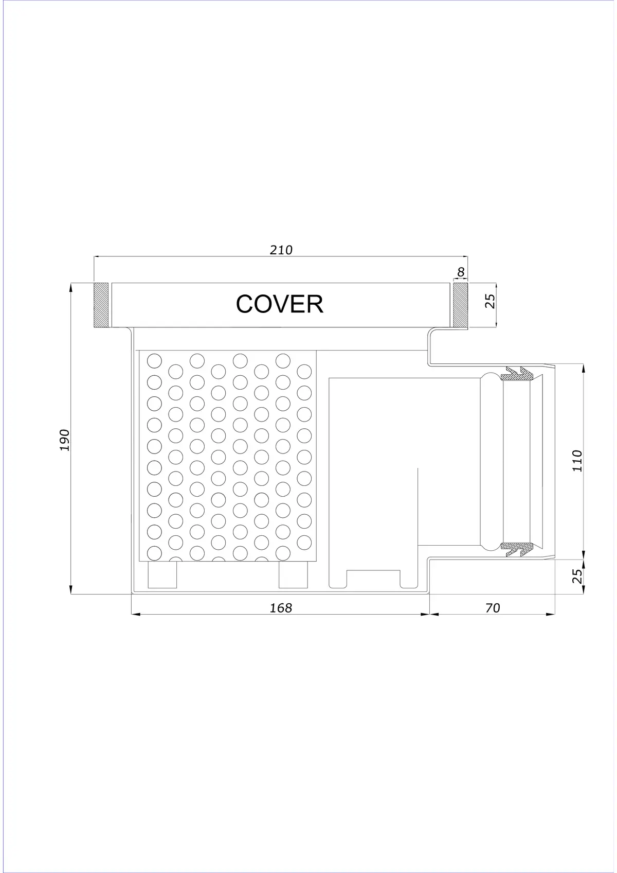 Wpust Podłogowy BK_KROB 210 DN 110 z Rantem 25x8mm - Jednoczęściowy Poziomy 