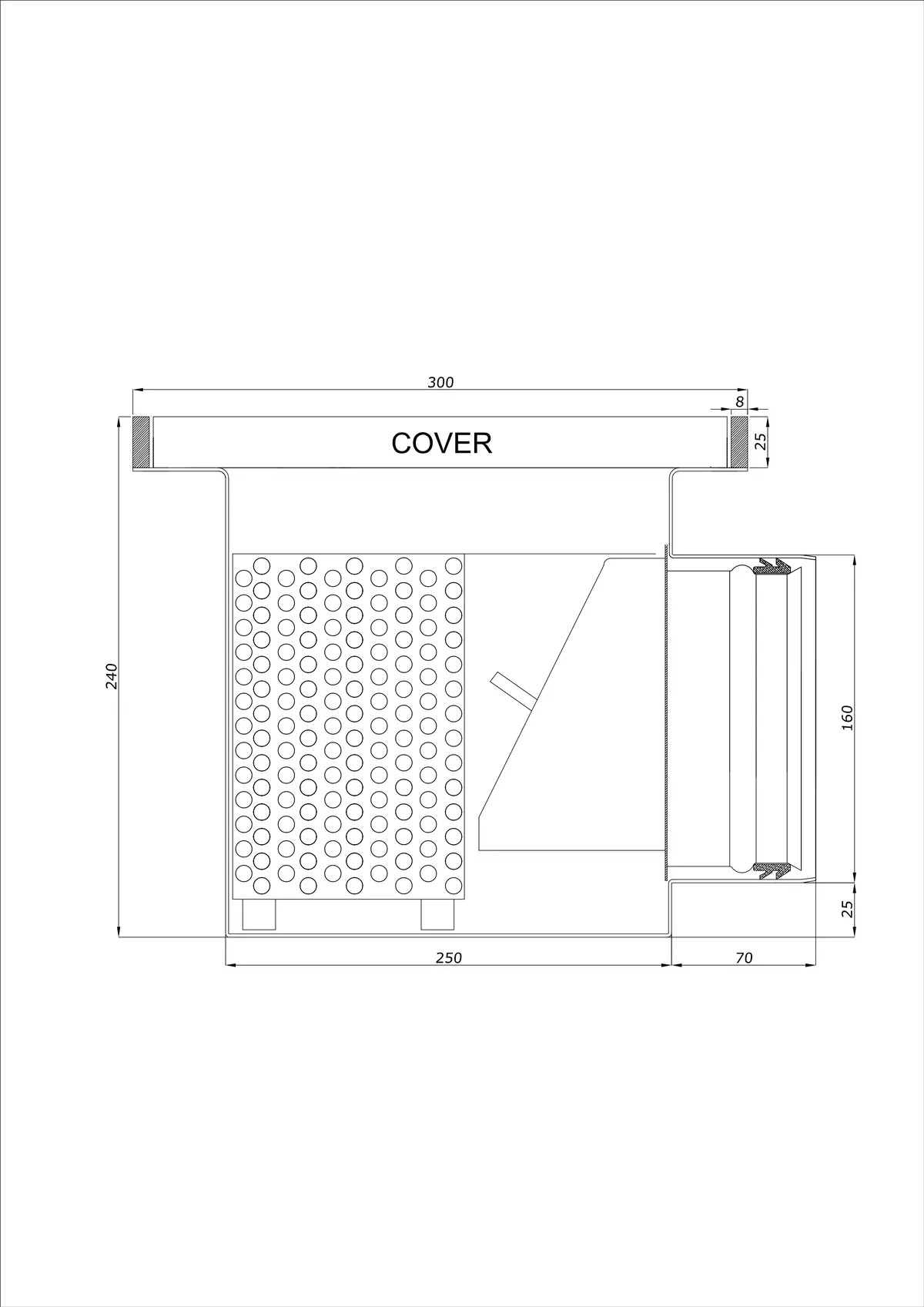 Wpust Podłogowy BK_KROB 300 DN 160 z Rantem 25x8mm - Jednoczęściowy Poziomy 